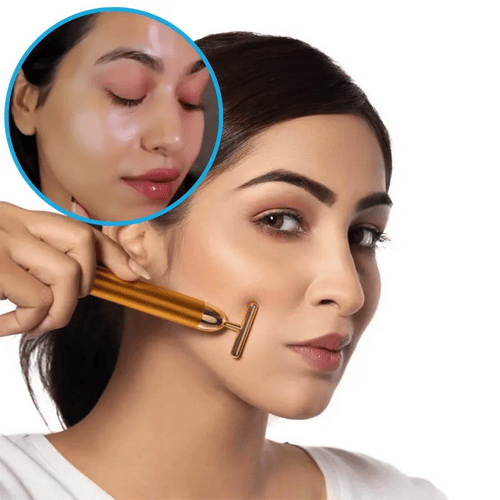 🔥 HOT SALE 🔥 24K Gold T-Shape Vibrating Face Massager 🌟50% OFF🌟🌟